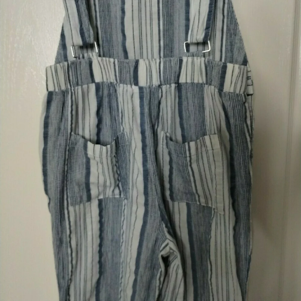 Habitual Girl Size 12 Blue White Striped Overall Romper Jumper elastic cuff